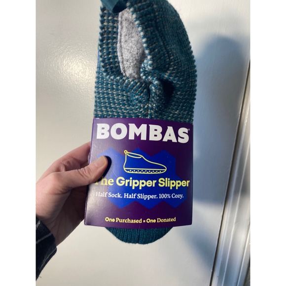 Bombas Shoes - Bombas Gripper Slipper Womens Medium Teal Pine Knit Half Sock Slipper M open box